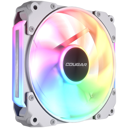 Cougar fan APOLAR 120 ARGB White, Fan Speed 600-2200 RPM±200RPM, Air Flow 75.38 CFM ± 10%, Air Pressure 2.59 mm H2O±10%, HDB Hydro Dynamic Bearing, 490 mm (Fan) / 470 mm (ARGB)