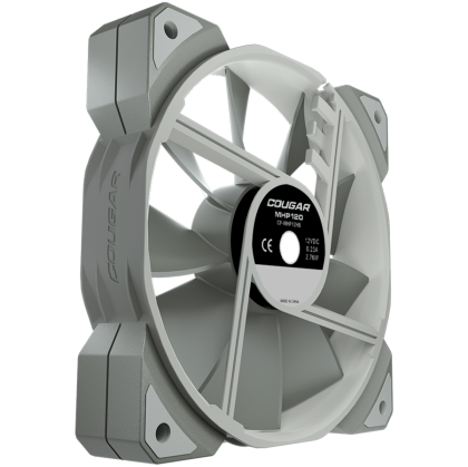 COUGAR MHP 120 White (3 Fan Pack), 120mm 4-pin PWM fan, 600-2000RPM, HDB Bearing, Anti-vibration Dampers, Extension Cable + Low-Noise Adapter, Case + Radiator screws, 82.48 CFM, 4.24mm H20, 34.5 dBA (Max)