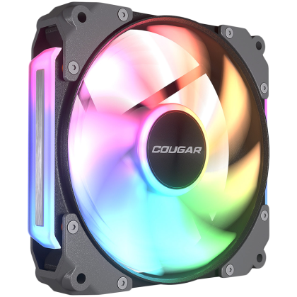 Cougar fan APOLAR 120 ARGB Black, Fan Speed 600-2200 RPM±200RPM, Air Flow 75.38 CFM ± 10%, Air Pressure 2.59 mm H2O±10%, HDB Hydro Dynamic Bearing, 490 mm (Fan) / 470 mm (ARGB)