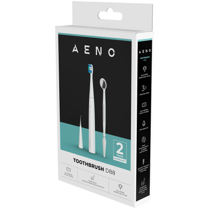 AENO Sonic Electric toothbrush, DB8: White, 3modes, 3 brush heads + 1 cleaning tool, 1 mirror,  30000rpm, 100 days without charging, IPX7