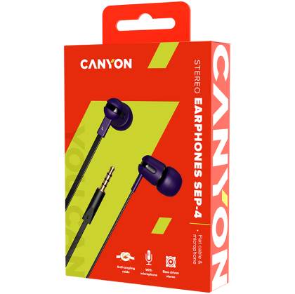 CANYON headphones SEP-4 Mic Flat 1.2m Violet