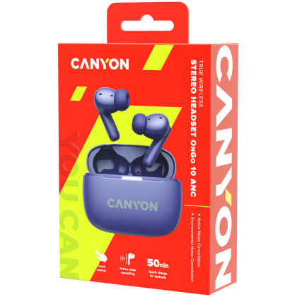 CANYON headset OnGo TWS-10 ANC+ENC Purple