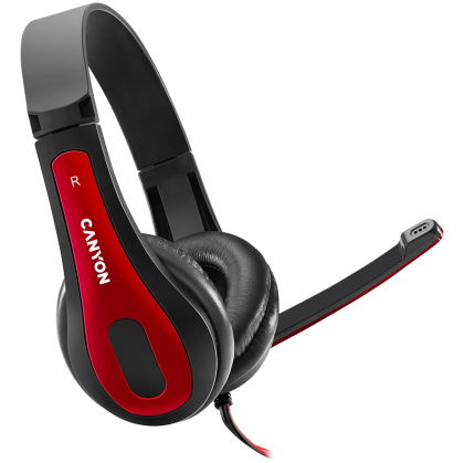 CANYON PC headset HSC-1 PC Mic Flat 2m Black Red