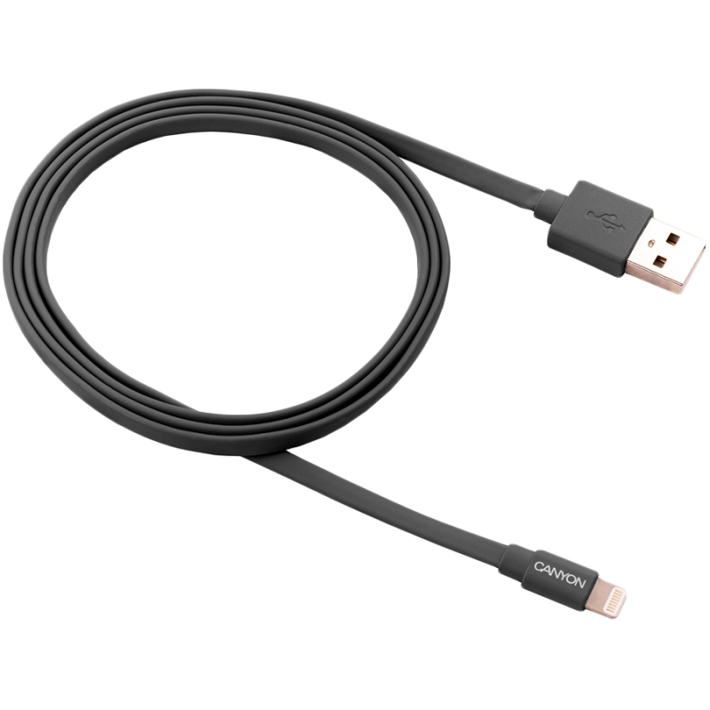 Charge & Sync MFI flat cable, USB to lightning, certified by Apple, 1m, 0.28mm, Dark gray (CNS-MFIC2DG)