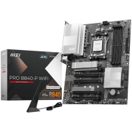 MSI PRO B840-P WIFI, ATX, Socket AM5, 4x DDR5 Dual Channel DDR5 up to 8000(OC)MHz, 5x PCIe x16 slot, 2x M.2 slot, 4x USB 2.0, 2x USB 5Gbps, 1x USB 10Gbps, 1x USB 10Gbps Type-C, HDMI, 7.1 HD Audio, 2.5G LAN, WiFi, BT, 3Y