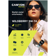 CANYON Wildberry SW-74, Smart watch, 1.3inches TFT full touch screen, Zinic+plastic body, IP67 waterproof, multi-sport mode, compatibility with iOS and android, black body with black silicon belt, Host: 43*37*9mm, Strap: 230x20mm, 45g
