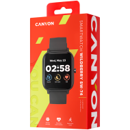 CANYON Wildberry SW-74, Smart watch, 1.3inches TFT full touch screen, Zinic+plastic body, IP67 waterproof, multi-sport mode, compatibility with iOS and android, black body with black silicon belt, Host: 43*37*9mm, Strap: 230x20mm, 45g