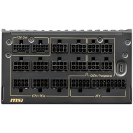 MSI MEG Ai1600T PCIE5 Power Supply 1600W, 80 PLUS Titanium, Dual PCIe 5.1 Cables, ATX 3.1, Software Sync, Mystic Light, 135mm Fan, Fan Stop, OCP/OTP/OPP/SCP/OVP/UVP/SIP/NLO, Interleaved PFC, Braided Cables, Dimensions: 190mmx150mmx86mm, 12Y Warranty