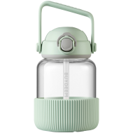 BUYDEEM Pop-Up Straw Glass Bottle 800 ml, model DG78, color Cozy Greenish