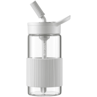 BUYDEEM Portable Glass Straw Bottle 500 ml, model CD1017, color Oats White