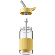 BUYDEEM Portable Glass Straw Bottle 500 ml, model CD1017, color Mellow Yellow