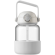 BUYDEEM Pop-Up Straw Glass Bottle 800 ml, model DG78, color Oats White