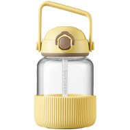 BUYDEEM Pop-Up Straw Glass Bottle 800 ml, model DG78, color Mellow Yellow