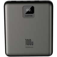 CANYON power bank PB-2008 LED FLAT 20000 mAh PD100W QC3.0 Dark Grey