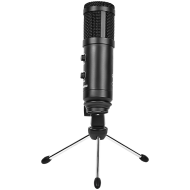 LORGAR Soner 313, Gaming Microphones, Black, USB condenser microphone with Volume Knob & Echo Kob, including 1x Microphone, 1 x 2.5M USB Cable, 1 x Tripod Stand, 1 x User Manual, body size: Φ47.4*158.2*48.1mm, weight: 243.0g
