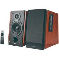 Edifier R1700BTs .0 Bookshelf Speakers, BT V5.1, RCA, 0.75-inch Tweeters, 4-inch Drivers, Sub-Out, 66W (RMS), Control Knobs and Remote Control, Brown