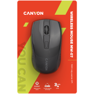 CANYON MW-7, 2.4Ghz wireless mouse, 6 buttons, DPI 800/1200/1600, with 1 AA battery ,size 110*60*37mm,58g,black