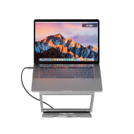 Canyon Laptop stands with hub, TYPE C F to HDMI2.0+2USB3.0+USBC3.0+RJ45+PD, TYEP C TO C cable 1m white with Emarker: HUSB332A, Material: Aluminum case+ABS+PS, Size: 245x240x27.2+/-0.3mm, Weight:1304g