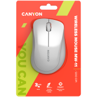 CANYON MW-11, 2.4 GHz  Wireless mouse ,with 3 buttons, DPI 1200, Battery:AAA*2pcs  ,pearl white grey67*109*38mm 0.063kg