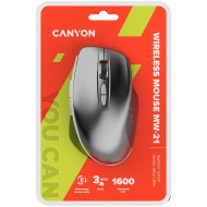 CANYON MW-21, 2.4 GHz Wireless mouse,with 7 buttons, DPI 800/1200/1600, Battery:AAA*2pcs,Dark gray72*117*41mm 0.075kg