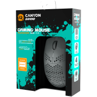 CANYON Puncher GM-11, Gaming Mouse with 7 programmable buttons, Pixart 3519 optical sensor, 4 levels of DPI and up to 4200, 5 million times key life, 1.65m Ultraweave cable, UPE feet and colorful RGB lights, White, size:128.5x67x37.5mm, 105g