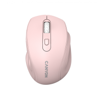 Canyon 6 buttons wireless 2.4Ghz mouse, MX8650A Sensor, DPI up to 1600,Injection case, 3 M life times left and right switches, 2xAAA battery, ABS material. Size: 105x71x40mm, Weight: 59g, Pink