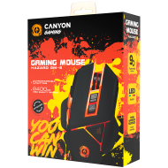 CANYON Optical gaming mouse, adjustable DPI setting 800/1000/1200/1600/2400/3200/4800/6400, LED backlight, moveable weight slot and retractable top cover for comfortable usage