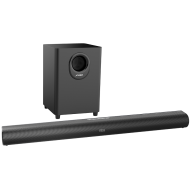 F&D HT-330 2.1 TV Soundbar with Wired Subwoofer, 80W RMS (20Wx2+40W), Full-range speaker: 50x90mm + 6.5'' Subwoofer, BT 5.0/Optical/AUX/HDMI/USB/LED Display/Remote Control/Wooden/Black