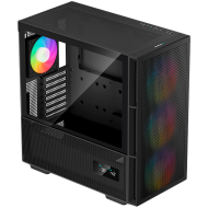 DeepCool CH560 Digital, Mid Tower, Mini-ITX/Micro-ATX/ATX/E-ATX, 1xUSB3.0, 1xType-C, 1xAudio, 3x140mm + 1x120mm Pre-Installed ARGB Fans, Tempered Glass, Mesh Panels, Dual-Status Digital Display, GPU Support Arm, Black, R-CH560-BKAPE4D-G-1
