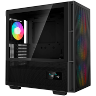 DeepCool CH560 Digital, Mid Tower, Mini-ITX/Micro-ATX/ATX/E-ATX, 1xUSB3.0, 1xType-C, 1xAudio, 3x140mm + 1x120mm Pre-Installed ARGB Fans, Tempered Glass, Mesh Panels, Dual-Status Digital Display, GPU Support Arm, Black, R-CH560-BKAPE4D-G-1