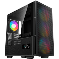 DeepCool CH560 Digital, Mid Tower, Mini-ITX/Micro-ATX/ATX/E-ATX, 1xUSB3.0, 1xType-C, 1xAudio, 3x140mm + 1x120mm Pre-Installed ARGB Fans, Tempered Glass, Mesh Panels, Dual-Status Digital Display, GPU Support Arm, Black, R-CH560-BKAPE4D-G-1