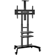 ONKRON Mobile TV Stand for 50-83” TVs with Wheels Shelves Height Adjustable Rolling TV Cart, Black