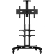 ONKRON Mobile TV Stand for 40-70” TVs with Wheels Shelves Height Adjustable Rolling TV Cart, Black