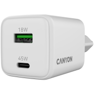CANYON charger CU45AC GaN 45W 1xPD 1xQC EU White