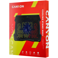 CANYON NS02, Cooling stand single fan with 2x2.0 USB hub, support up to 10”-15.6” laptop, ABS plastic and iron, Fans dimension:125*125*15mm(1pc), DC 5V, fan speed: 800-1000RPM, size:340*265*30mm, 406g