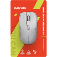 CANYON MW-7, 2.4Ghz wireless mouse, 6 buttons, DPI 800/1200/1600, with 1 AA battery ,size 110*60*37mm,58g,white