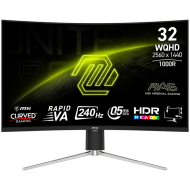 MSI MAG 325CQRXF E2 Gaming Monitor, 31.5" 240Hz, WQHD (2560x1440) 16:9, Rapid VA, 0.5ms, 300nits, 3500:1, 178/178, AMD FreeSync Premium, Adjustable Stand, 1x DP, 2x HDMI, 1x Type-C, 1x Headphone out, 3Y Warranty