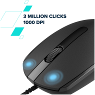 CANYON M-10, Canyon Wired optical mouse with 3 buttons, DPI 1000, with 1.5M USB cable, black, 65*115*40mm, 0.1kg