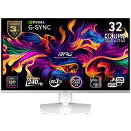 MSI MPG 321URXW QD-OLED Gaming Monitor, 31.5" 240Hz, UHD (3840x2160) 16:9, QD-OLED, 0.03ms, 250nits, 1500000:1, 178/178, G-Sync Compatible, Adjustable Stand, 1x DP, 2x HDMI, 1x Type-C, 1x Headphone out, USB Hub, White, 3Y Warranty