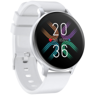 CANYON Badian SW-68, Smartwatch, Realtek 8762CK, 1.28''TFT 240x240px; RAM : 160KB,  Lithium-ion polymer battery, 3.7V 190mAh Include, Silver Zinc alloy middle frame + plastic bottom case+ white Silicone strap + silver strap buckle, 44.9x 10.9mm, strap: 20