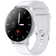 CANYON Badian SW-68, Smartwatch, Realtek 8762CK, 1.28''TFT 240x240px; RAM : 160KB,  Lithium-ion polymer battery, 3.7V 190mAh Include, Silver Zinc alloy middle frame + plastic bottom case+ white Silicone strap + silver strap buckle, 44.9x 10.9mm, strap: 20