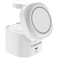 Canyon 4 in 1 Wireless Charging Stand, 30W max, Size: 70x70x70.3mm, weight: 414g, with 65W charger and 1M cable, white