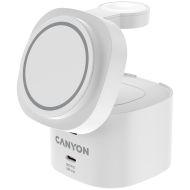 Canyon 4 in 1 Wireless Charging Stand, 30W max, Size: 70x70x70.3mm, weight: 414g, with 65W charger and 1M cable, white