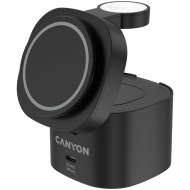 Canyon 4 in 1 Wireless Charging Stand, 30W max, Size: 70x70x70.3mm, weight: 414g, with 65W charger and 1M cable, black