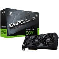 MSI Video Card Nvidia GeForce RTX 5080 16G SHADOW 3X OC, 16GB GDDR7, 256bit, Effective Memory Clock: 30000MHz, Boost: 2640 MHz, 10752 CUDA Cores, PCIe 5.0, 3x DP 2.1b, HDMI 2.1b, RAY TRACING, Triple Fan, 1x16pin, 850W Recommended PSU, 3Y