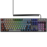 LORGAR Azar 514, Wired mechanical gaming keyboard, RGB backlight, 1680000 colour variations, 18 modes, keys number: 104, 50M clicks, linear dream switches, spring cable up to 3.4m, ABS plastic+metal, magnetic cover, 450*136*39mm, 1.17kg, black, EN layout