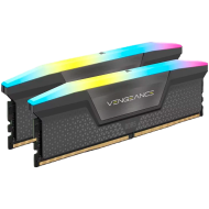 CORSAIR DDR5, 6000MT/s 32GB 2x16GB DIMM, Unbuffered, 36-44-44-96, Std PMIC, AMD EXPO & Intel XMP, VENGEANCE RGB DDR5 Grey Heatspreader, Black PCB, 1.30V