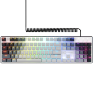 LORGAR Azar 514, Wired mechanical gaming keyboard, RGB backlight, 1680000 colour variations, 18 modes, keys number: 104, 50M clicks, linear dream switches, spring cable up to 3.4m, ABS plastic+metal, magnetic cover, 450*136*39mm, 1.17kg, white, EN layout