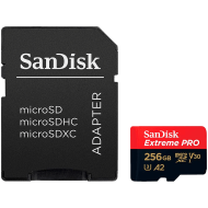 SANDISK Extreme PRO microSDXC 256GB + SD Adapter + 2 years RescuePRO Deluxe up to 200MB/s & 140MB/s Read/Write speeds A2 C10 V30 UHS-I U3