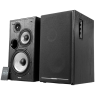 Edifier R2750DB 2.0 Bookshelf Speakers, BT V5.1, Optical, Coaxial, RCA, 0.75-inch Tweeters, 4-inch Drivers, 6.5-inch Woofers, Sub-Out, 136W (RMS), Control Knobs and Remote Control, Black